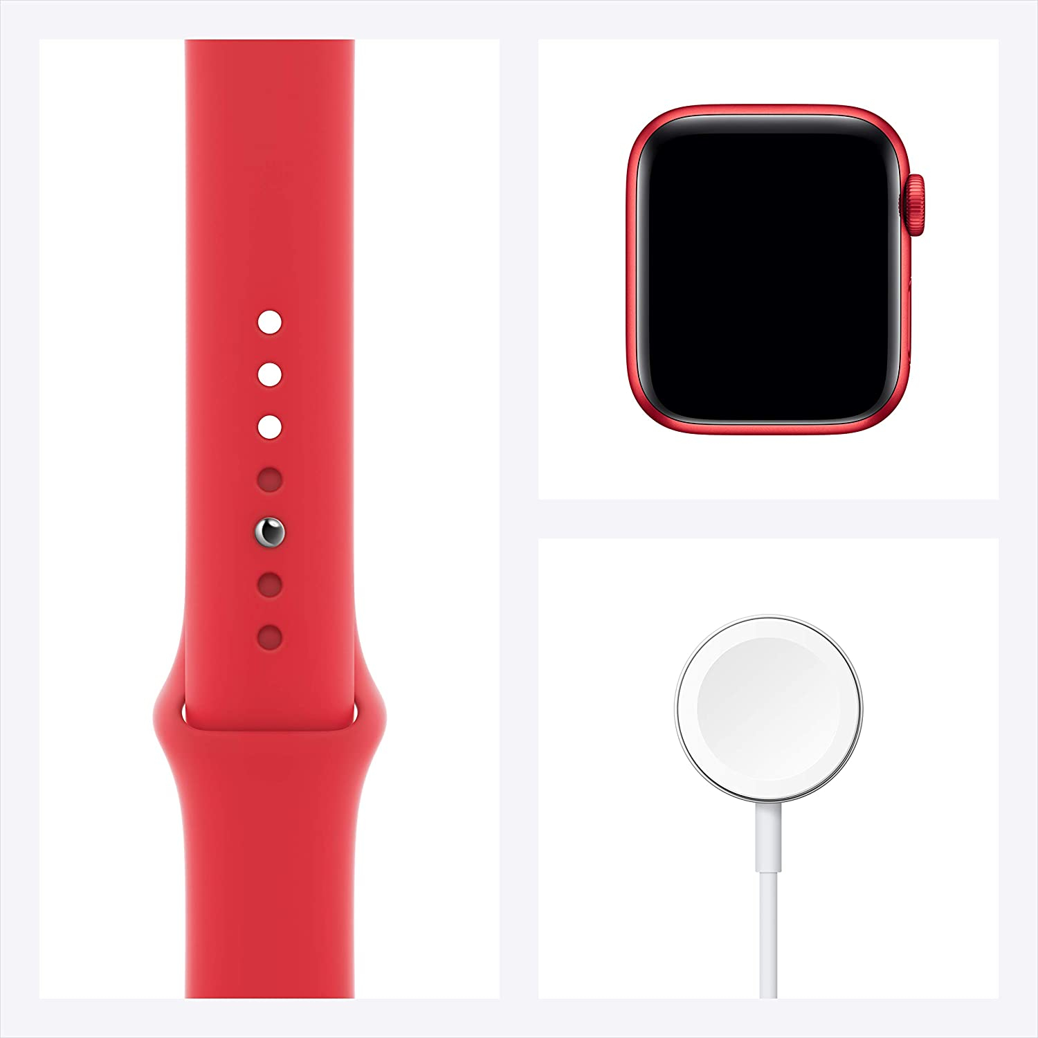 ساعت هوشمند اپل واچ سری 6 مدل 44mm Aluminum Case with Sport silicone Band، صفحه نمایش لمسی 1.78 اینچ با Retina LTPO OLED، سازگار با iPhone 6S به بالا و IOS 14 به بالا، قابلیت مکالمه از طریق بلوتوث، شمارنده ضربان قلب، شتاب‌سنج، گام‌شمار، باتری لیتیوم یونی