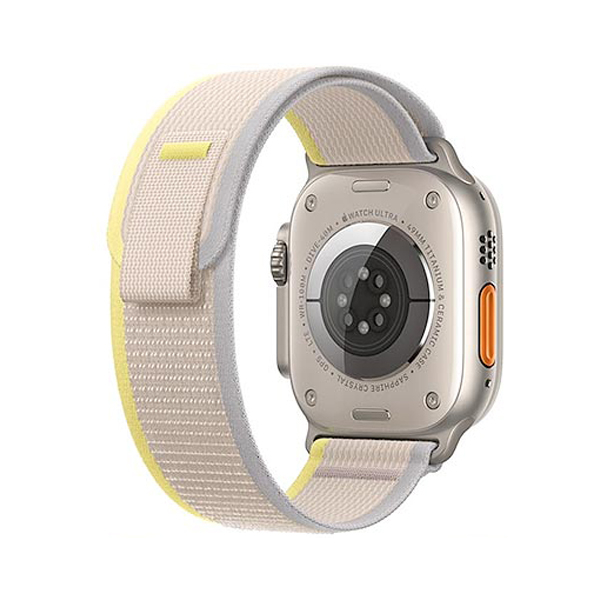 ساعت هوشمند اپل مدل Ultra 49 mm Alpine Loop دارای قابلیت های صفحه نمایش لمسی، کنترل سطح اکسیژن خون، قابلیت مکالمه از طریق بلوتوث بند برزنت