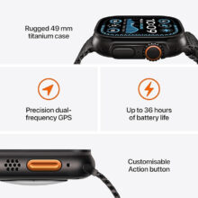 ساعت هوشمند اپل مدل Ultra 2 Black Titanium Case Trail Loop 49mm