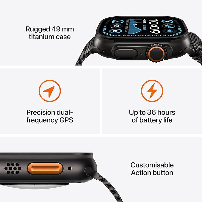ساعت هوشمند اپل مدل Ultra 2 Black Titanium Case Ocean Band 49mm